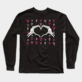 Skeleton Hand Heart Valentines Day Funny Bones Love Long Sleeve T-Shirt